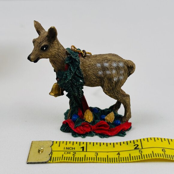 Silver Deer Tom Rubel Christmas Animals Fawn Deer with Wreath Ornament - Picture 7 of 9
